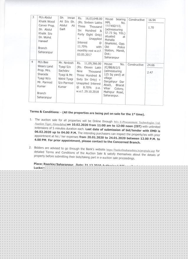 Bank of Maharashtra Auctions for Residential property in Saharanpur, Uttar Pradesh image 2 of 2 in Saharanpur, Saharanpur | Bank of Maharashtra auction property