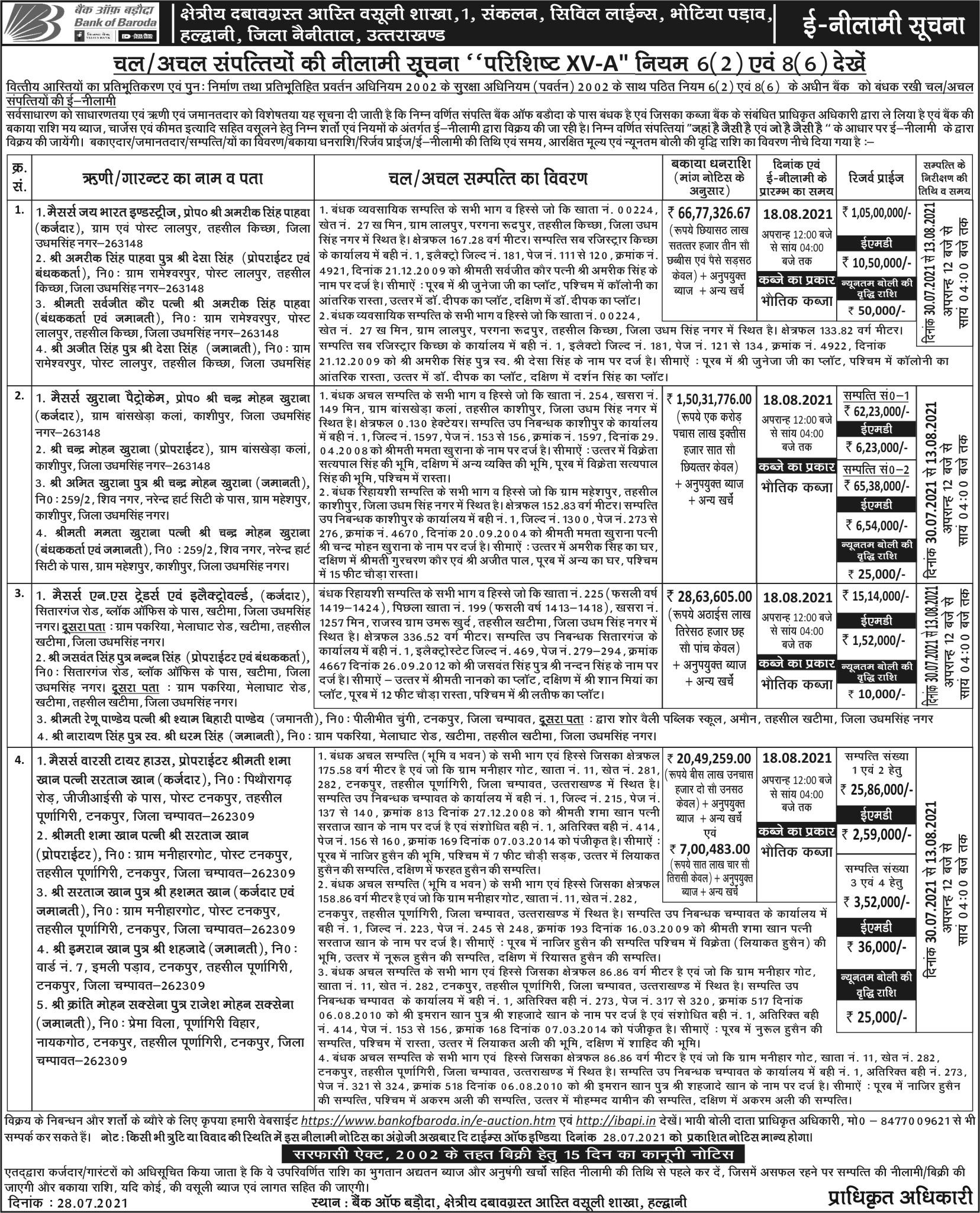 Bank of Baroda Auctions for Commercial property in Udham Singh Nagar, Uttarakhand image 4 of 4 in KASHIPUR, Udham Singh Nagar | Bank of Baroda auction property