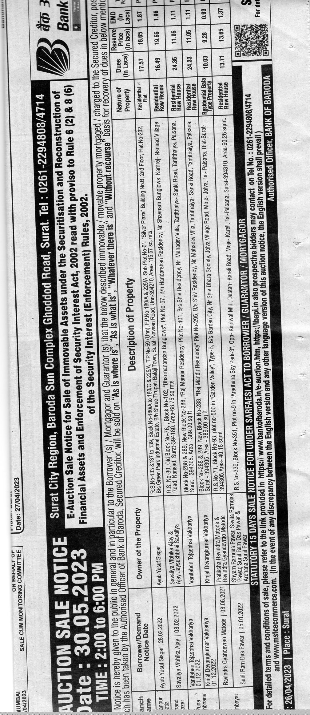 Bank of Baroda Auctions for Residential property in Surat, Gujarat