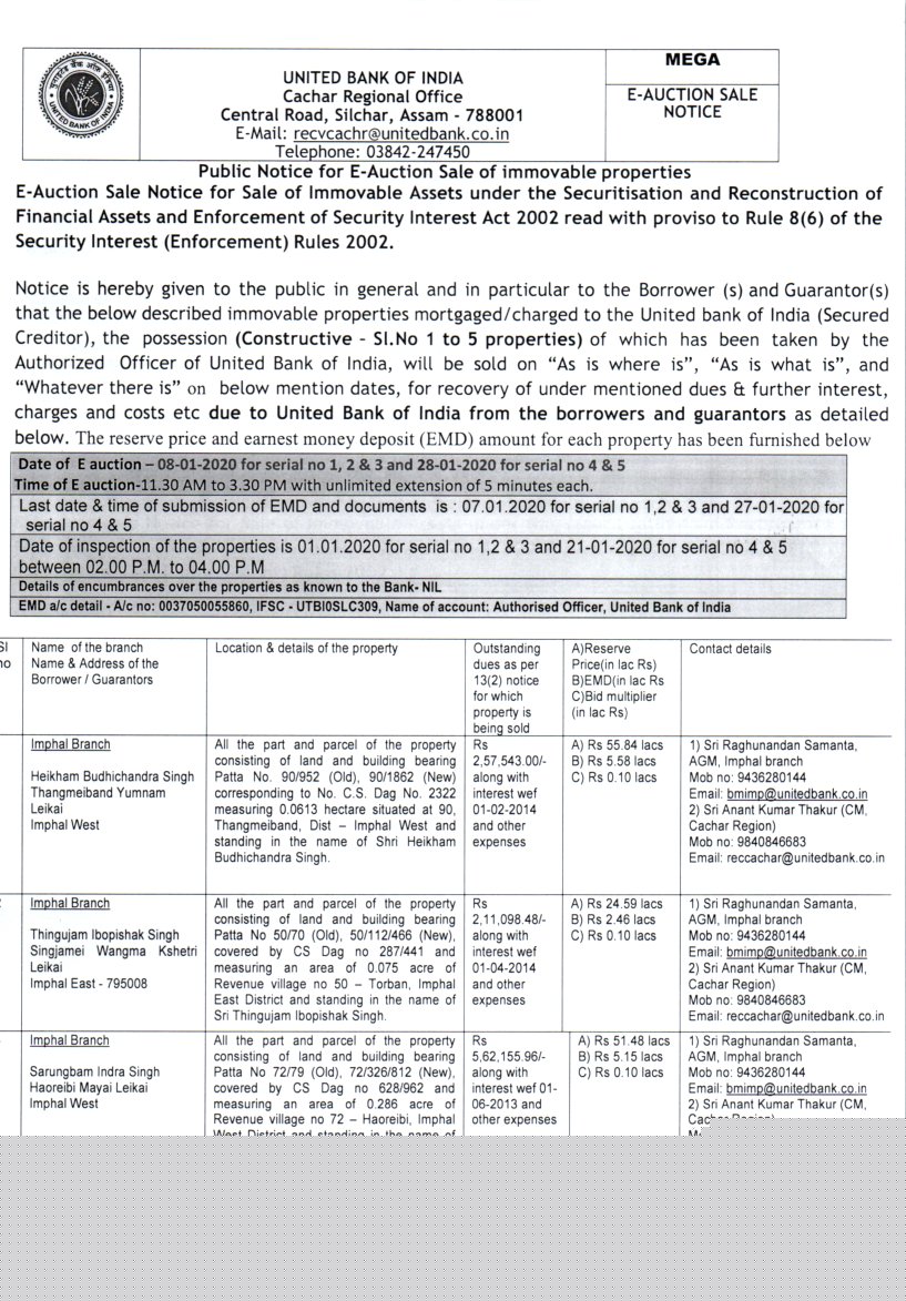Punjab National Bank Auctions for Residential property in Imphal West, Manipur