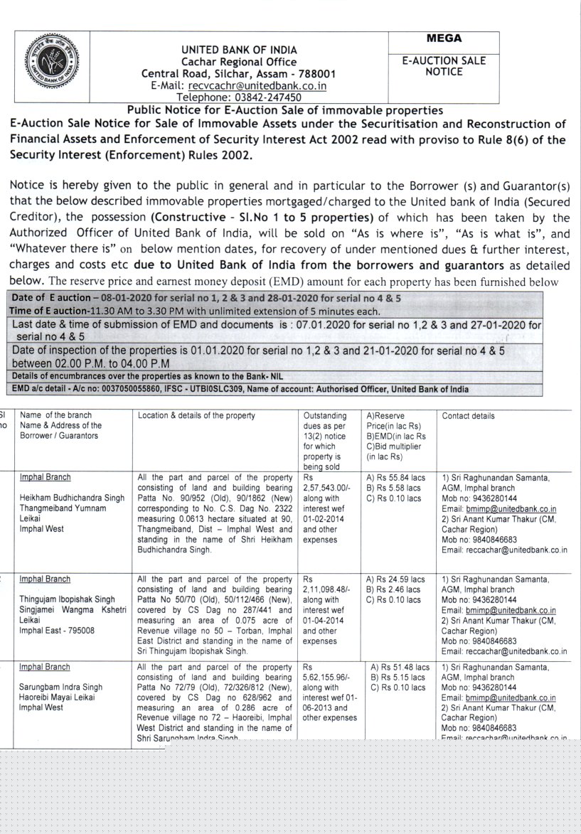 Punjab National Bank Auctions for Residential property in Imphal West, Manipur