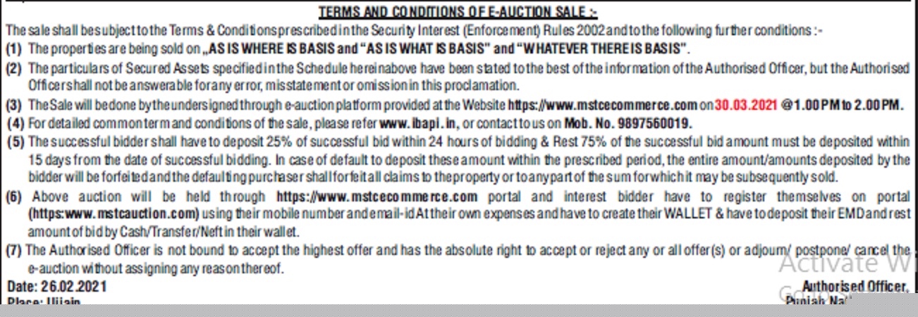 Punjab National Bank Auctions for Residential property in Sehore, Madhya Pradesh