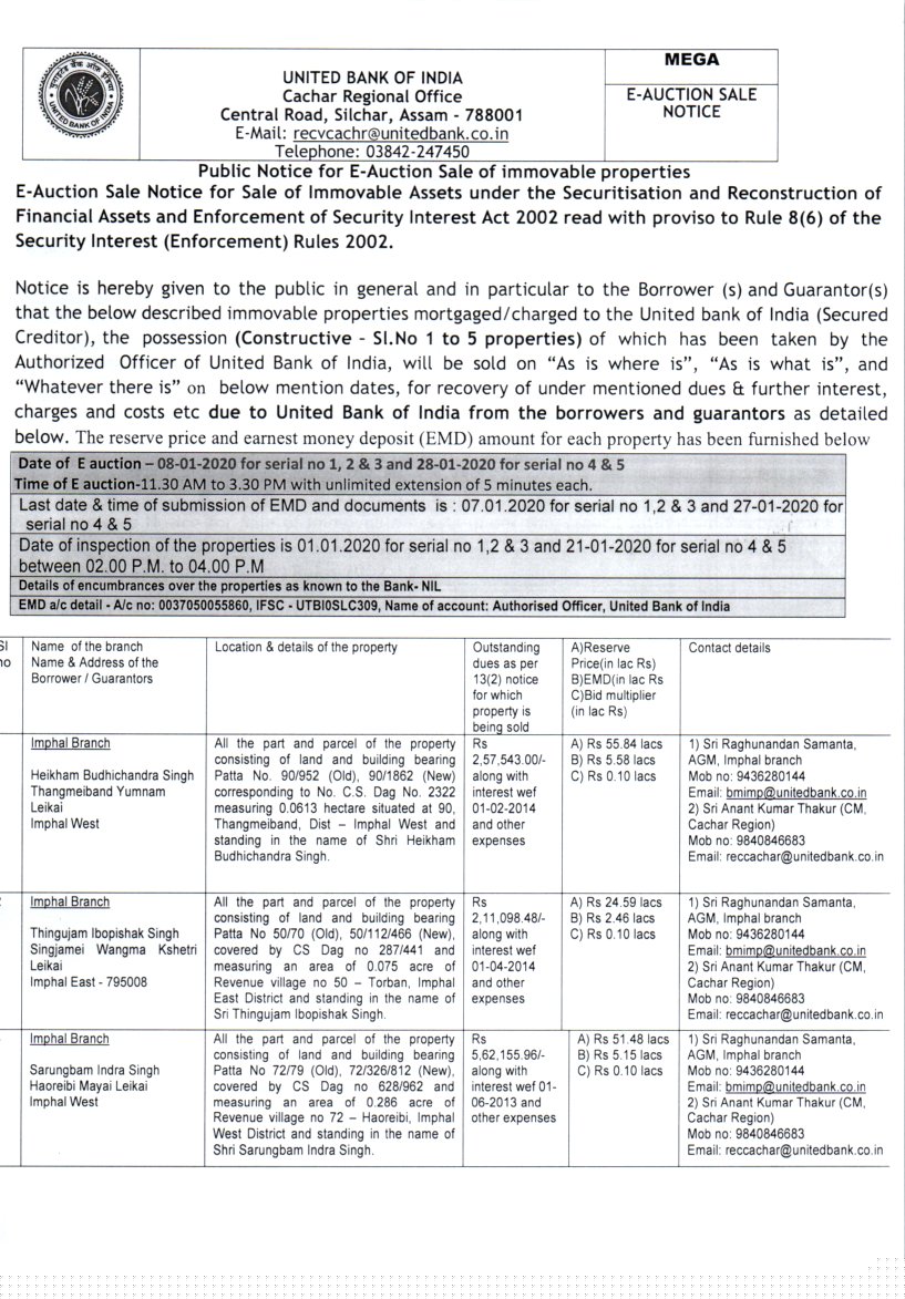 Punjab National Bank Auctions for Residential property in Imphal East, Manipur