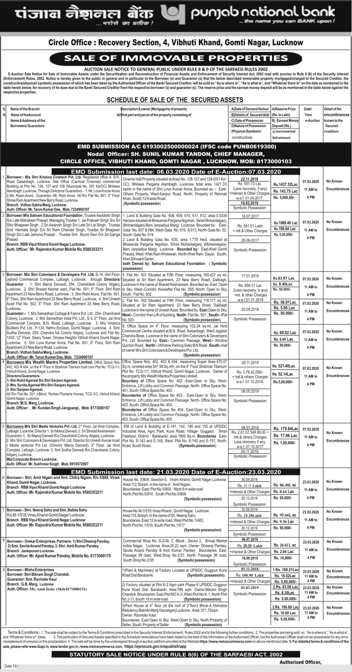 Punjab National Bank Auctions for Commercial property in Barbanki, Madhya Pradesh