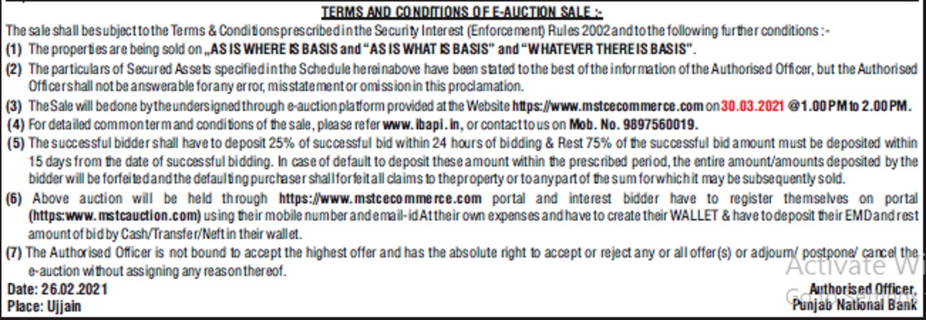Punjab National Bank Auctions for Residential property in Ujjain, Madhya Pradesh
