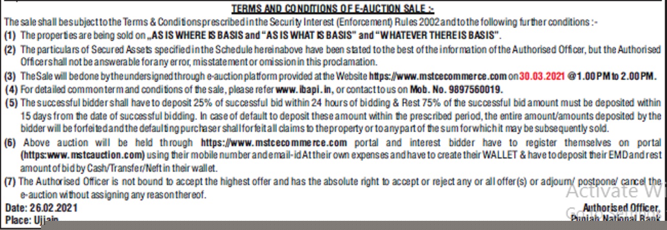 Punjab National Bank Auctions for Residential property in Sehore, Madhya Pradesh