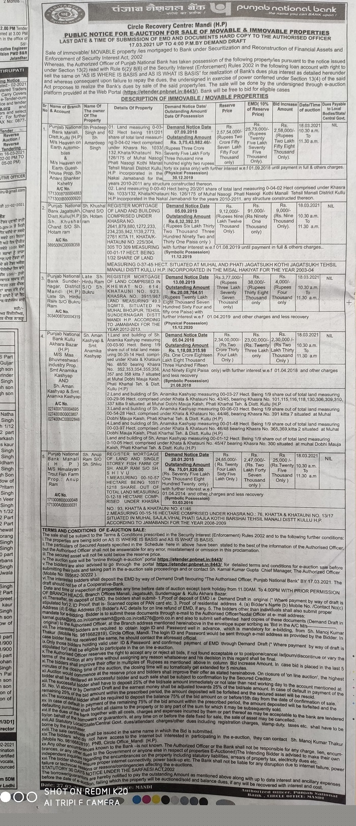 Punjab National Bank Auctions for Residential property in Kullu, Himachal Pradesh image 2 of 2 in JAGATSUKH, Kullu | Punjab National Bank auction property