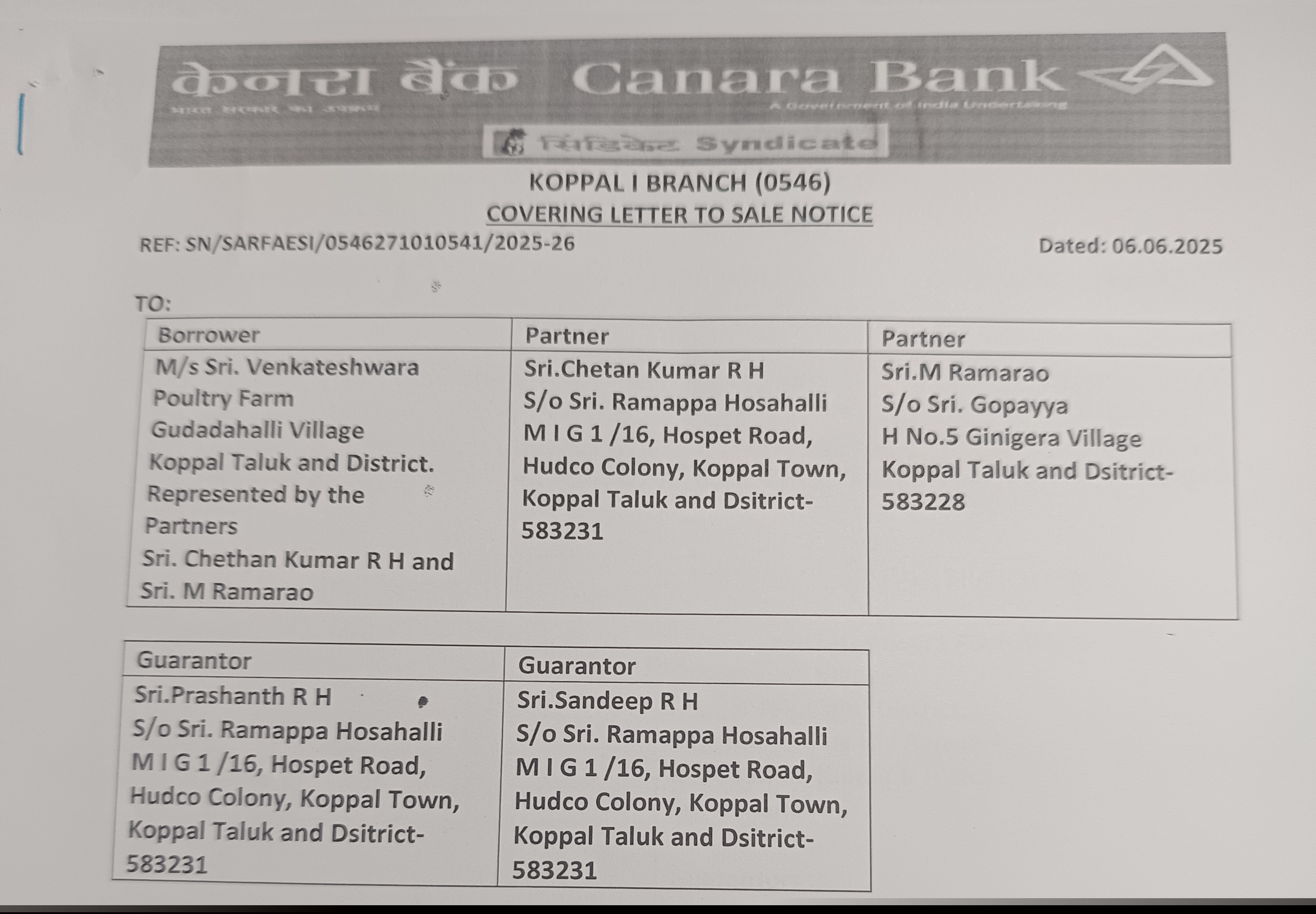 Canara Bank Auctions for Commercial property in Koppal, Karnataka