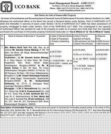 UCO Bank Auctions for Residential property in Bengaluru, Karnataka image 4 of 4 in Bengaluru, Bengaluru | UCO Bank auction property