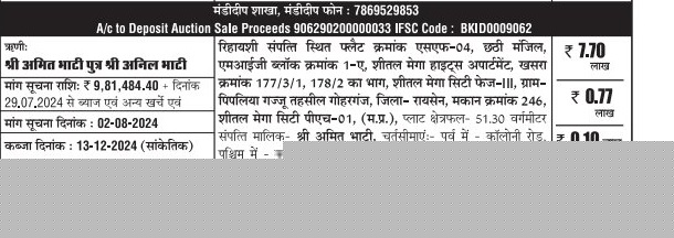 Bank of India Auctions for Residential property in Raisen, Madhya Pradesh