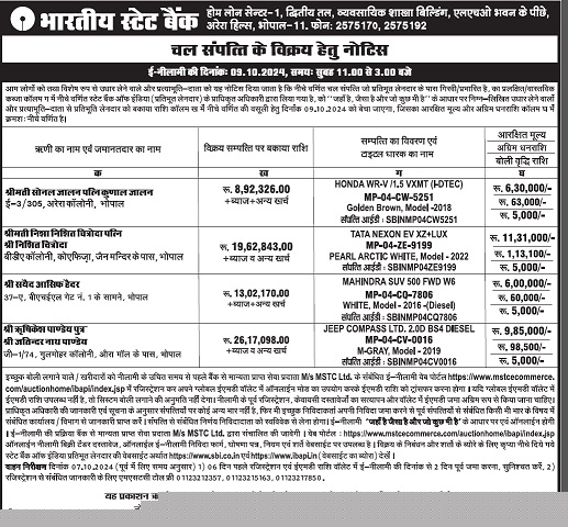 State Bank of India Auctions for Vehicle Auctions property in Bhopal, Madhya Pradesh image 2 of 2 in Bhopal, Bhopal | State Bank of India auction property