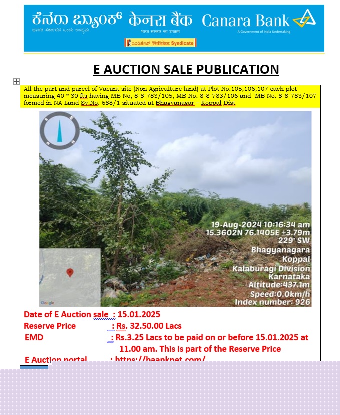 Canara Bank Auctions for Residential property in Koppal, Karnataka