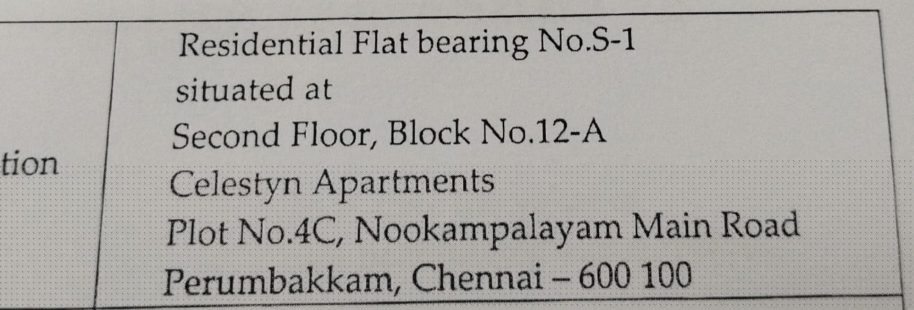 Bank of India Auctions for Residential property in Chennai, Tamil Nadu