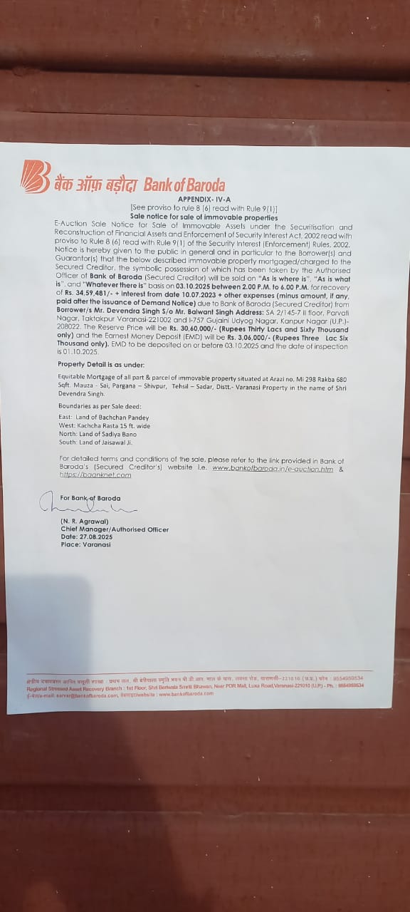 Bank of Baroda Auctions for Residential property in Varanasi, Uttar Pradesh image 4 of 4 in Varanasi, Varanasi | Bank of Baroda auction property