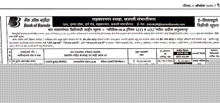 Bank of Baroda Auctions for undefined property in Aurangabad, Maharashtra