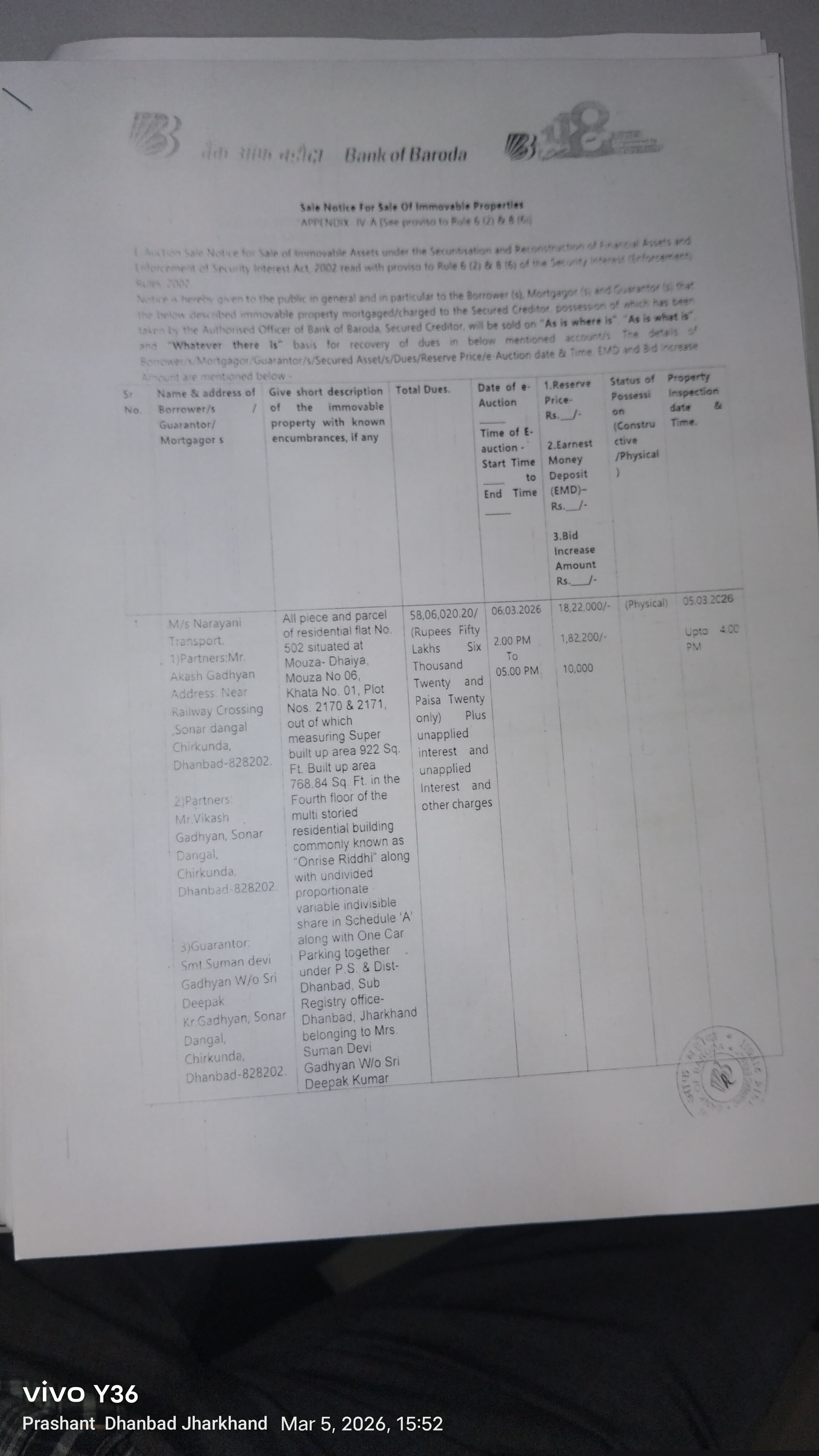 Bank of Baroda Auctions for Residential property in Dhanbad, Jharkhand image 2 of 2 in Dhanbad, Dhanbad | Bank of Baroda auction property